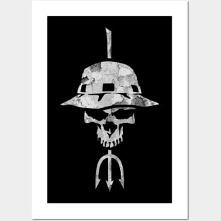 Distressed Military Trident Skull Posters and Art